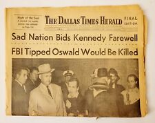 Lot Newspaper Dallas Times Herald Sad Nation Bids Kennedy Farewell, Fly US flag picture