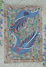 #2 Amate Bird of Paradise Bark Painting Subtle Handmade Guerrero Mexico Folk Art picture