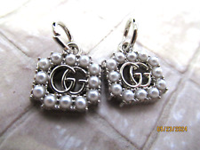 GUCCI  2 ZIP PULL   14X12MM small silver tone, FAUX PEARLS THIS IS FOR 2 picture