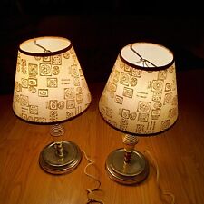 Vintage Metal Gold Tone Table Lamps, Set Of 2, Retro Shades picture