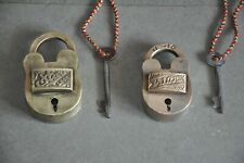 2 Pc Vintage Brass Engraved Handcrafted Star Brand Padlocks picture
