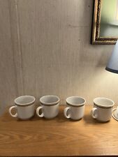 Vintage 1970’s, Set Of 4 Mountain Wood Stoneware Coffee Cups  picture