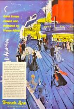 French Line France-Afloat New York Vintage Print Ad 1956 picture