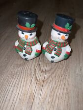 Vintage Snowman Frosty Christmas 2 Sets Stackable  Salt & Pepper Shakers Cute picture