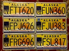 ALASKA 50 YEARS STATEHOOD GRAPHIC LICENSE PLATE RANDOM NUMBER # CRAFT FLAW GRADE picture