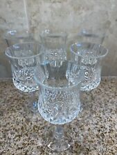Set of 6 St. George Diamond Cut Crystal Wine Goblets 7.75” Tall picture