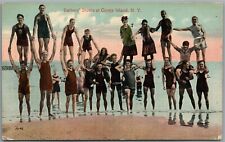 BROOKLYN NY CONEY ISLAND BATHERS' STUNTS ANTIQUE POSTCARD  picture