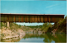 Postcard Chrome Knights Ferry Covered Bridge Stanislaus River, CA picture