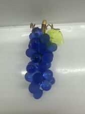 Vintage 1960's MCM Hand Blown Glass Grape Cluster  Leaf, Wired 5.5” picture