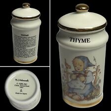 Vintage MJ HUMMEL THYME SPICE JAR Danbury Mint Gold Trim Porcelain 1987 picture