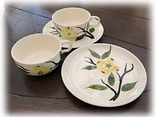 2 Dixie Dogwood Pattern Skyline Cup and Saucer SetBlue Ridge Southern Pottery picture