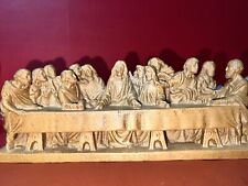 Antique Oberammergau AUS German Wood/Resin Last Supper Carving 9 1/2