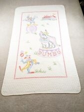 Vtg Disney DUMBO Elephant Circus Nursery Blanket Quilt Embroidered Cross Stitch picture