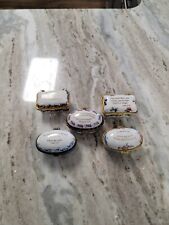 Lot of 5 Floral Religious Imperial Porcelain Trinket Boxes with Bible Verses picture