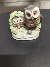 VTG Homco #1298 Porcelain Owl Figurine Home Interior Birds Family Mom Babies EUC picture