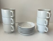 12Pc Coffee Cup & Plate Set - White Restaurant Ware 8 Oz Vertex China picture