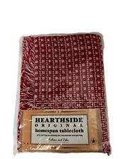 Vintage FALLANI & COHN HEARTHSIDE HOMESPUN TABLECLOTH NOS NIP 52x52 REDWhite picture