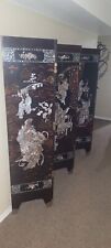 Asian Black Lacquer Mother Pearl Six Panel Screen picture