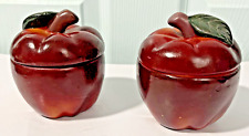 Apple Ceramic Candleholders (2) Matching 3 3/4” Tall picture