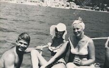 1960s Beach Boat Shirtless Man Bikini Swimsuit Women Ladies VTG PHOTO ORG picture