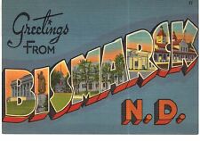 Bismarck Greetings From Bismarck Large Letter Linen 1960 Unused ND picture