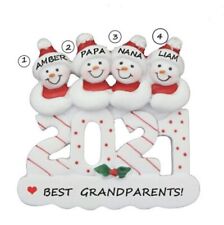 Personalized 2021 Snowman Family of 4 Christmas Ornament picture