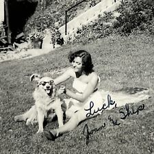 Vintage B&W Snapshot Photograph Beautiful Woman Dog Wear Sunglasses Joan & Ship picture