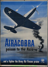 Army Air Force Poster 28x39 Inch AIRACOBRA 1942 WWII  Fighter RECRUITMENT POSTER picture