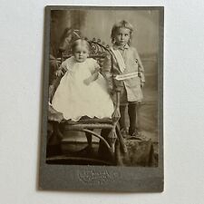 Antique Cabinet Card Photograph Children Brother Boy Cross Eyed Rolfe IA picture