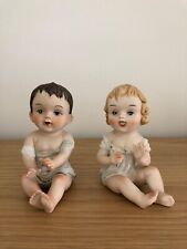 VTG German Bisque Piano Baby Boy and Girl Figurine Set of 2  picture