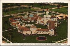 c1920s St. Petersburg, Florida Postcard ROLYAT HOTEL Aerial View / Curteich picture