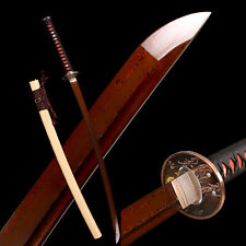 Damascus Folded Steel Red Blade Japanese Samurai Real Sword Katana Razor Sharp picture