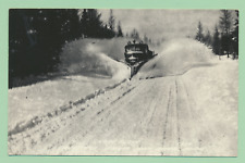 ACTION PHOTO 1950 era SNOWPLOW AT WORK AMID FLYING SNOW AT WORK ON ROAD LOOK-WOW picture