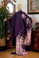 DEAR VANILLA JAPANESE FURISODE SILK KIMONO WOMEN'S AUTHENTIC JAPAN MADE VINTAGE picture