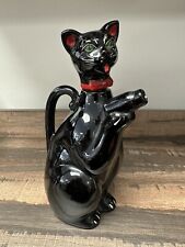 Vintage  Shafford Japan Black Cat Decanter with Green Eyes picture