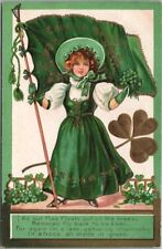 c1910s ST. PATRICK'S DAY Embossed Postcard As Our Flag Floats Out on the Breeze picture
