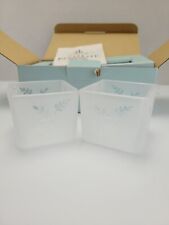Partylite Square Pair Frosted Leaf Votive Candle Holders Set Of 2 P7235 New picture