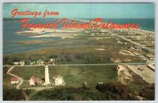 GREETINGS FROM FENWICK ISLAND DELAWARE AERIAL VIEW LIGHTHOUSE BEACH POSTCARD picture