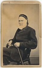 Older Man Unusual Hat With Foreign Words New York 1860s CDV Carte de Visite X720 picture