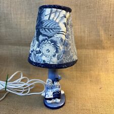 Vintage Handmade in Holland Delft Style Blue and White Lamp Nightlight 12” tall picture