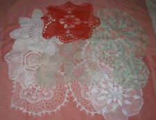 Vintage Lot of 10 Crochet Doilies White & Multicolor Various Shapes & Sizes picture