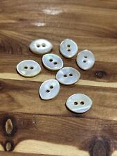 Antique 8 Ivory Mother of Pearl Shell 1/2 Buttons Antique  Oval Shape picture