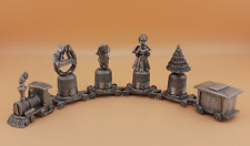 Vintage Fort Pewter Christmas Thimble Train - 4 Thimbles - Made In USA picture