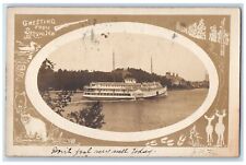 1903 City Of Bangor Steamship Greetings Bangor Maine ME RPPC Photo Postcard picture