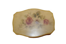 VTG Genuine Alabaster Soap Dish Trinket Jewelry Box Made In Italy Rose Flower  picture