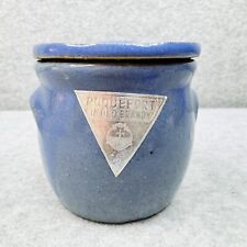 Vintage Mini Cheese Crock with Lid Blue Roquefort in Old Brandy Miniature EMPTY picture