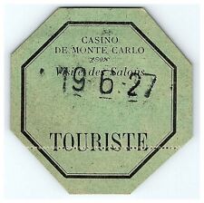 1927 Casino De Monte Carlo Tourist Ticket Visite des Salons Monaco picture