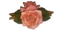 VINTAGE Capodimonte Fabar Porcelain Orange Rose Flower Italy Marked & Label picture