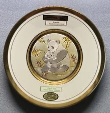 VINTAGE 24KT Gold Rim Chokin Art Panda Design Earth Day Wildlife series picture