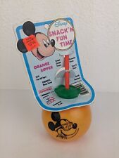 Vtg Walt Disney Mickey Mouse Orange Souvenir Sipper Straw Rare Drink Cup picture